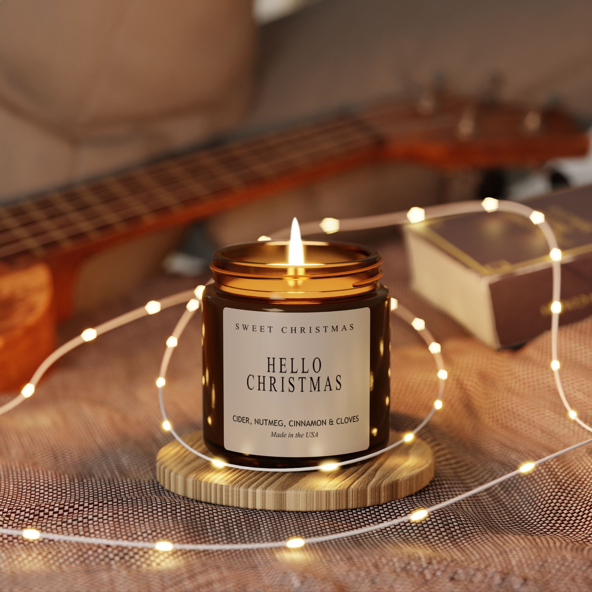 Sweet Christmas Decor Hello Christmas Soy Candles - Christmas Home Décor, Soy Candles for Home with 40 Hours Burn Time