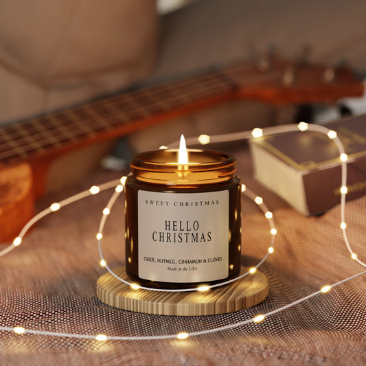 Sweet Christmas Decor Hello Christmas Soy Candles - Christmas Home Décor, Soy Candles for Home with 40 Hours Burn Time